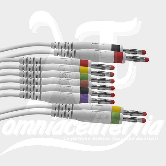 Set 10 Terminazioni a Banana per BOSCH, BURDICK, CARDIOLINE, CARDIOTEK, CAREWELL, EDAN, ESAOTE, FUKUDA DENSHI, HELLIGE, KENZ, KONTRON, MINDRAY, MORTARA, NIHON KOHDEN, PHILIPS, PROGETTI, SCHILLER, SIEMENS, SPACELABS